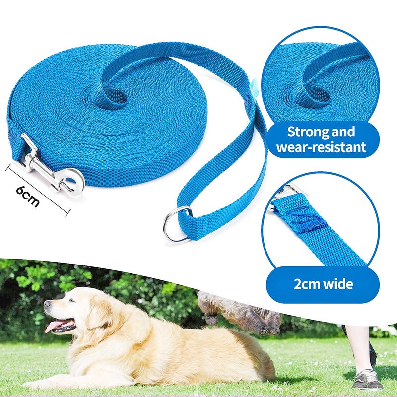 BAAPET 15/20/30/50/100 ft Long Dog Training Leash with Clickers for Small, Medium and Large Dogs or Cats (20 Feet, Blue) - Image 2